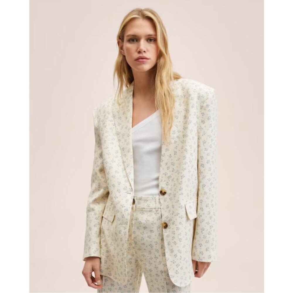 Mango Cream Floral Blazer
